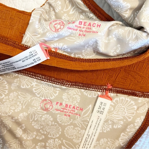 NEW SET Free People Farrah Dylan Bikini Two Piece Swimsuit Honey Ginger Medium - Picture 3 of 8